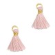 Ibiza style mini Tassel 1cm Gold-vintage pink